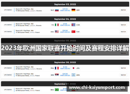 2023年欧洲国家联赛开始时间及赛程安排详解 2023年欧洲国家联赛开始时间及赛程安排详解
